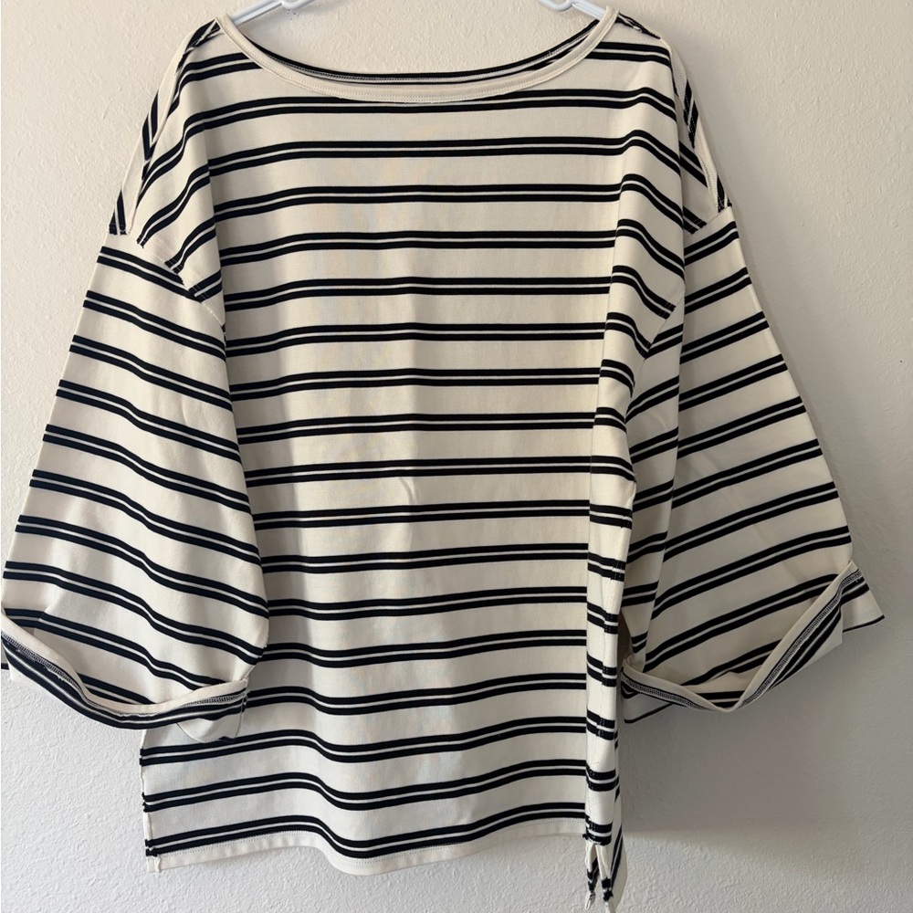 We The Free Black and White Striped Blouse